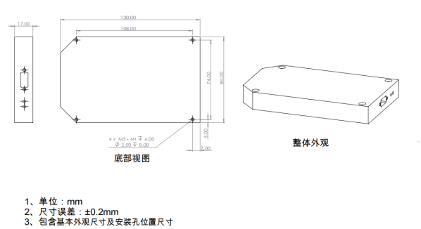硅基7位可调光延迟线尺寸图 硅基7位可调光延迟线尺寸图