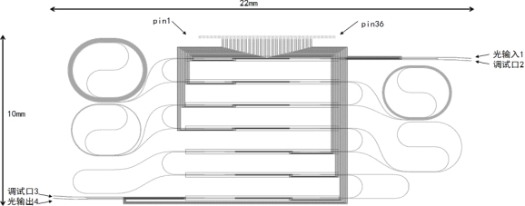 单片集成 6 比特光延时芯片尺寸图