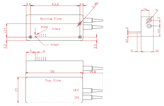 850nm多模电可调衰减器机械图纸 850nm多模电可调衰减器机械图纸
