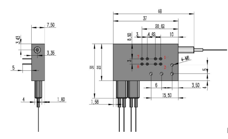 1x4磁光开关尺寸图