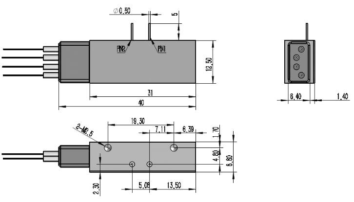 2x2反射式磁光开关尺寸图
